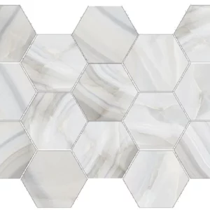 Happy Floors Athena Plata Porcelain Mosaic Polished- Hexagon