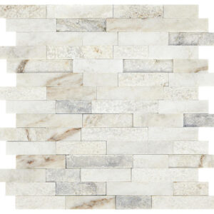 Marazzi Predella - M024 Lumen White Random Linear Natural Stone Marble Mix - Wall and Floor Tile, 12" x 12"