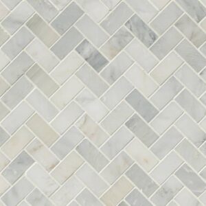 MSI Arabescato Carrara - White Cool Herringbone Marble Honed - Wall and Floor Tile, 12" x 12"